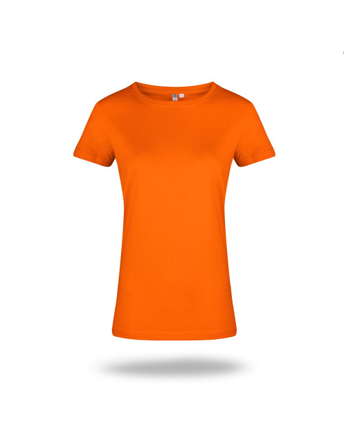 GEFFER DAMEN-T-SHIRT 205 ORANGE, Logo-Druck, Siebdruck-Stickerei