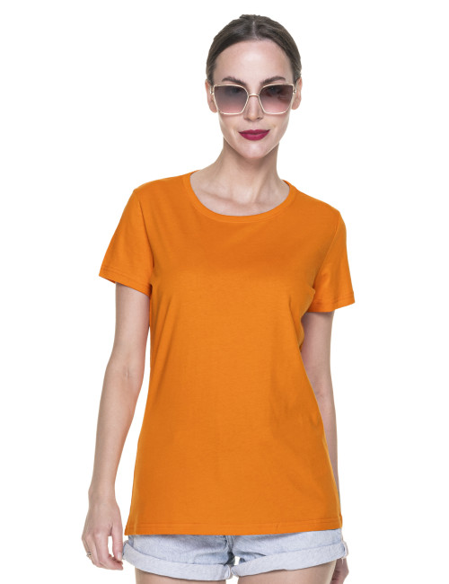 GEFFER DAMEN-T-SHIRT 205 ORANGE, Logo-Druck, Siebdruck-Stickerei