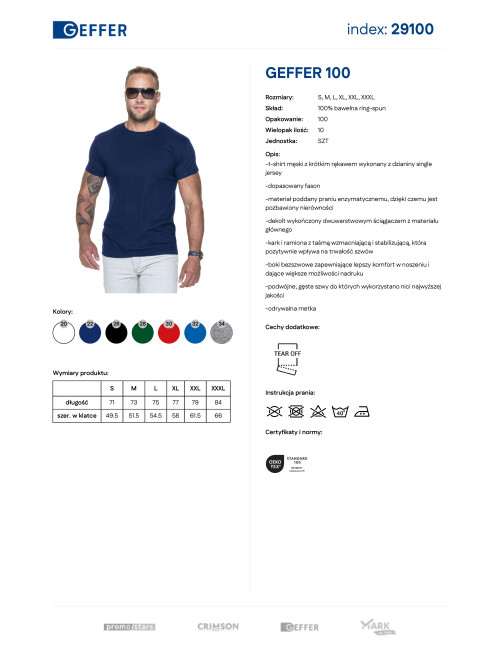 GEFFER HERREN-T-SHIRT 100 MARINEBLAU Aufdruck, Stickerei, Logo, Siebdruck