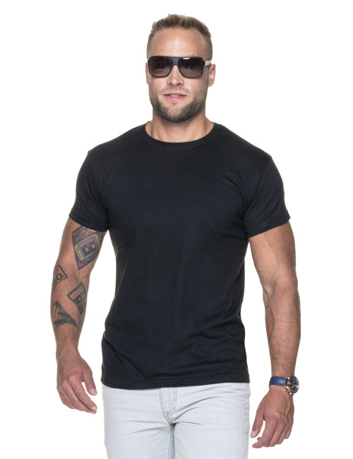 GEFFER Herren-T-SHIRT 100 SCHWARZ Siebdruck DTG-Druck-Sticklogo