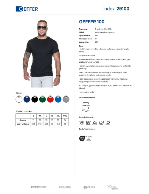GEFFER Herren-T-SHIRT 100 SCHWARZ Siebdruck DTG-Druck-Sticklogo