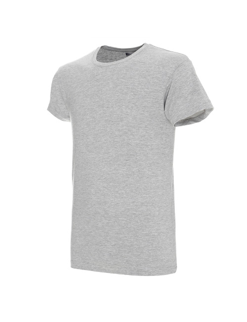 GEFFER HERREN-T-SHIRT 100 HELLGRAU MELANGE, Aufdruck, Logo-Stickerei, Siebdruck