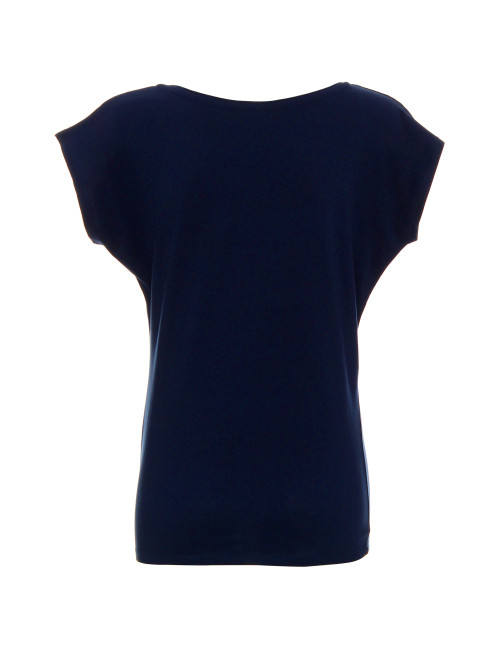 GEFFER T-SHIRT Women`s 250 NAVY print silkscreen logo embroidery