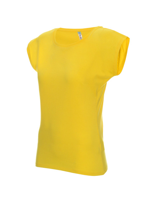 GEFFER Damen-T-Shirt 250 GELB mit aufgesticktem Firmenlogo und Siebdruck