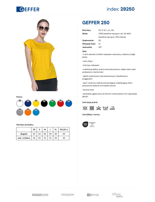 GEFFER Damen-T-Shirt 250 GELB mit aufgesticktem Firmenlogo und Siebdruck