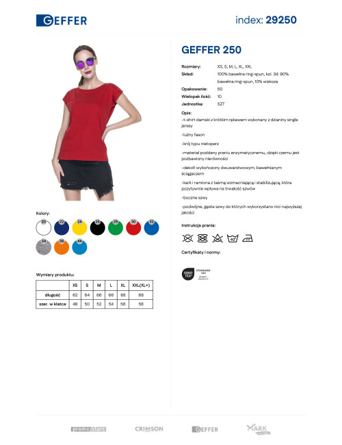 GEFFER Damen T-SHIRT 250 RED Stickerei, Logodruck, Siebdruck