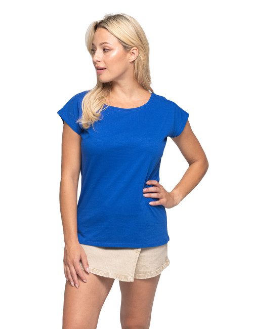 GEFFER T-SHIRT Women`s 250 CORNFLOWER print embroidery logo screen printing
