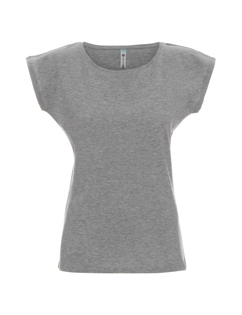 GEFFER Women`s T-SHIRT 250 LIGHT GRAY MELANGE logo embroidery print
