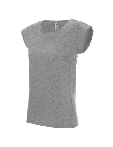 GEFFER Women`s T-SHIRT 250 LIGHT GRAY MELANGE logo embroidery print