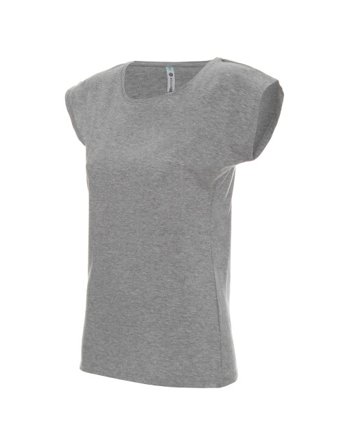 GEFFER Women`s T-SHIRT 250 LIGHT GRAY MELANGE logo embroidery print