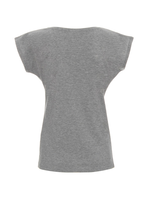 GEFFER Damen T-SHIRT 250 HELLGRAU MELANGE mit Aufdruck, Stickerei und Logo