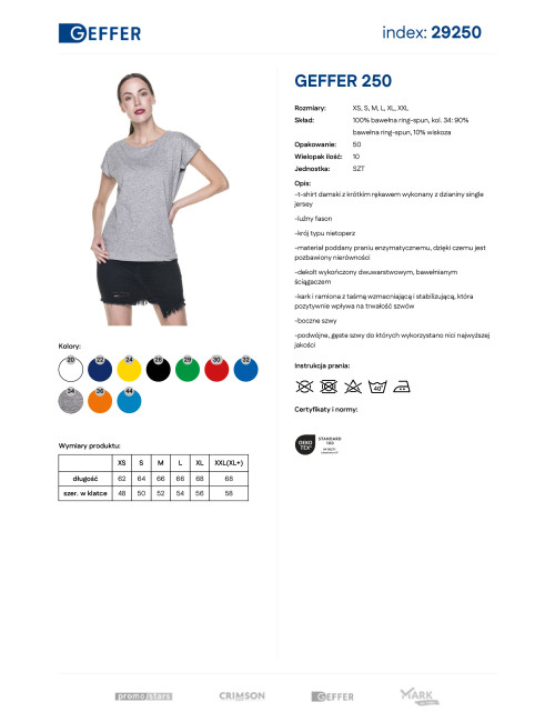 GEFFER Damen T-SHIRT 250 HELLGRAU MELANGE mit Aufdruck, Stickerei und Logo