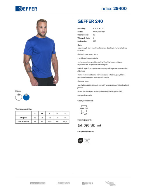 GEFFER Men`s T-SHIRT 240 CORNFLOWER DTG print silkscreen logo embroidery