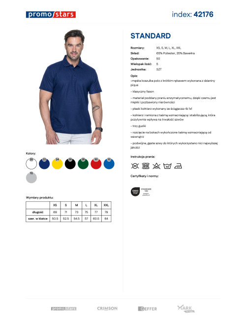 Promostars POLO Men`s STANDARD NAVY print silkscreen logo embroidery