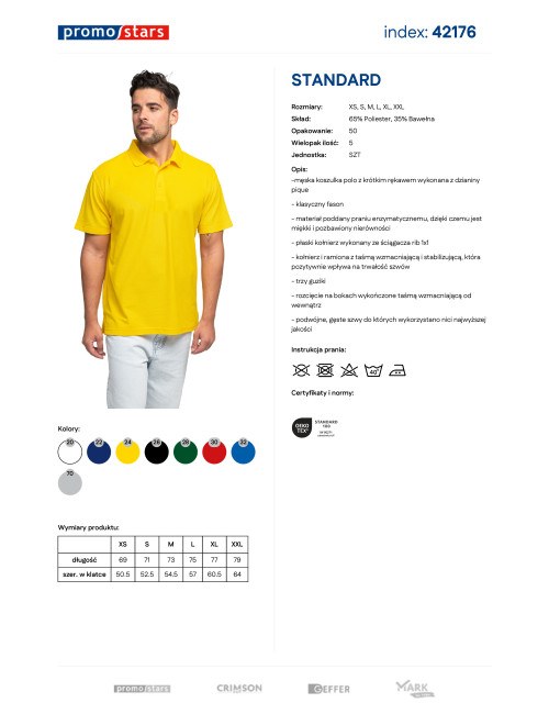 Promostars POLO Męska STANDARD ŻÓŁTY nadruk sitodruk logo haft