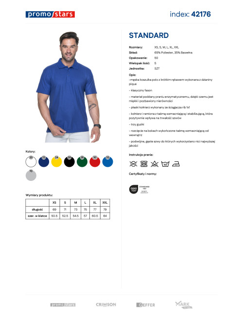 Promostars POLO Męska STANDARD CHABROWY nadruk DTG sitodruk logo haft