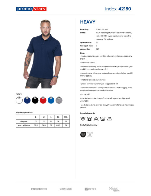 Promostars POLO Męska POLO HEAVY GRANATOWY nadruk sitodruk logo nadruk