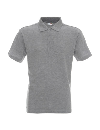 Promostars POLO Herren POLO HEAVY LIGHT GREY MELANGE Logo-Print-Stickerei
