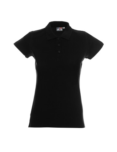 Promostars POLO Damen LADIES` HEAVY BLACK Stickerei-Logo-Druck Siebdruck