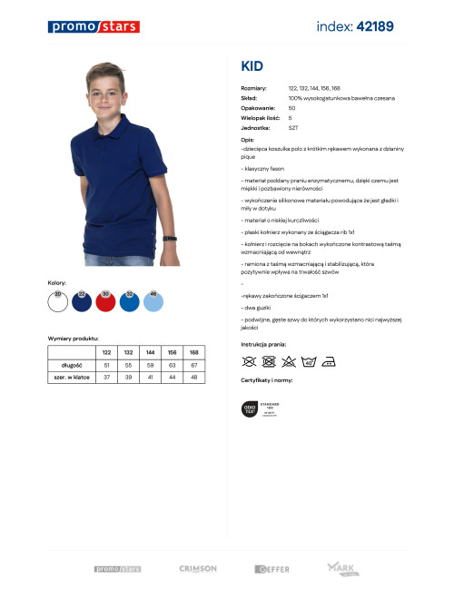 Promostars POLO Dziecięca KID GRANATOWY haft nadruk DTF sitodruk logo