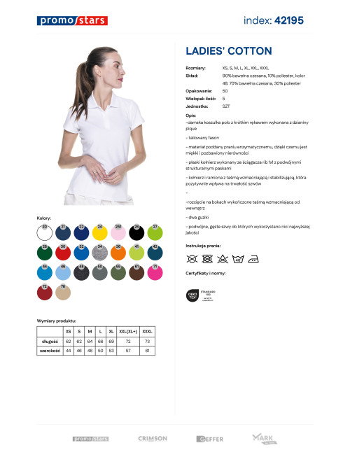 Polo damska Promostars Ladies' Cotton biały - P&M