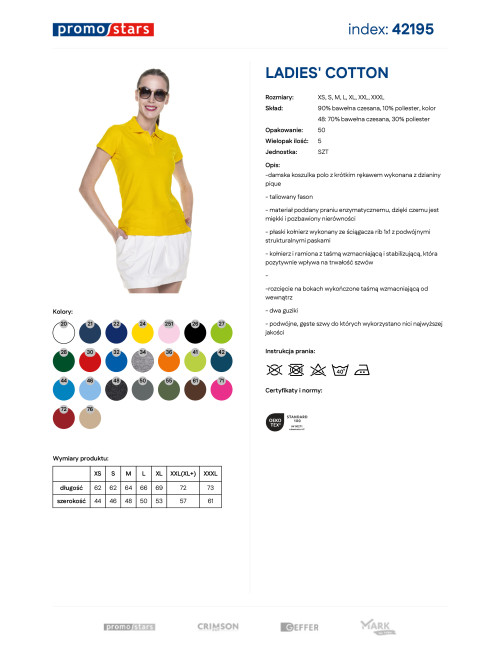 Promostars POLO Women`s LADIES` COTTON YELLOW embroidery silkscreen logo print