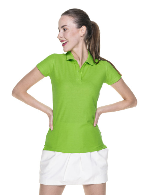 Promostars POLO Women`s LADIES` COTTON LIGHT GREEN silkscreen embroidery