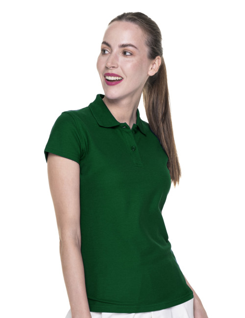 Promostars POLO Damen LADIES` COTTON BOTTLE GREEN Stickereidruck