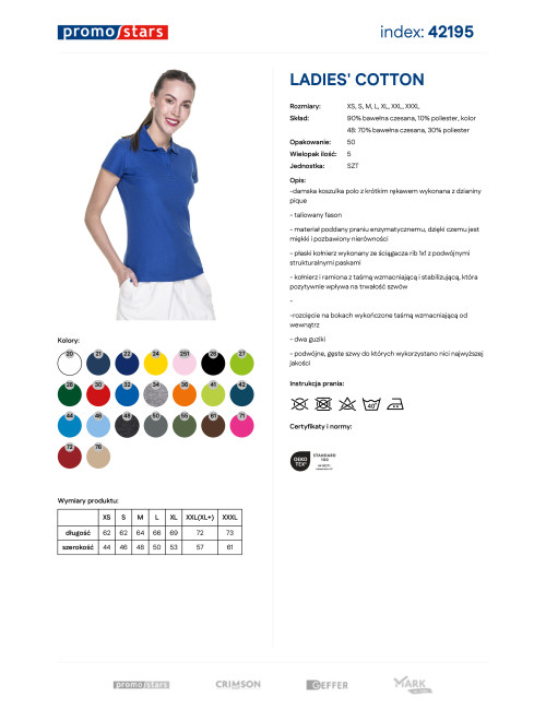 Promostars POLO Damska LADIES' COTTON CHABROWY haft sitodruk nadruk