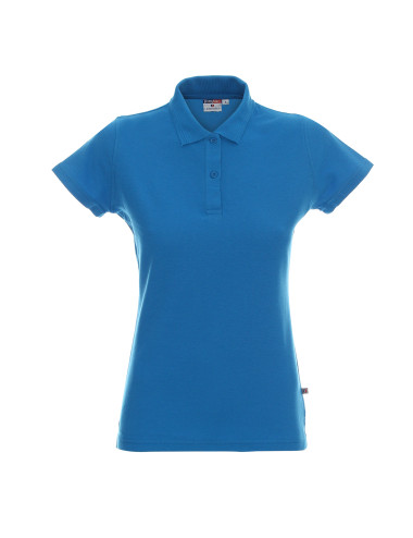 Promostars POLO Damen LADIES` COTTON BLAU gesticktes Siebdrucklogo
