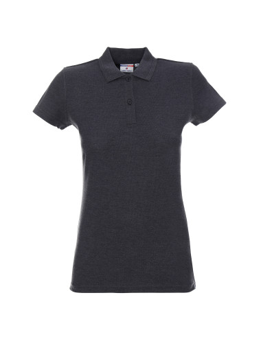 Promostars POLO Damska LADIES' COTTON CIEMNY SZARY MELANŻ haft logo