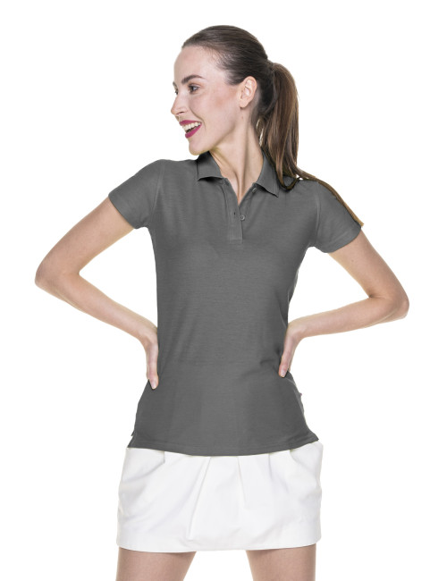 Promostars POLO Damska LADIES' COTTON SZARY haft sitodruk nadruk DTF