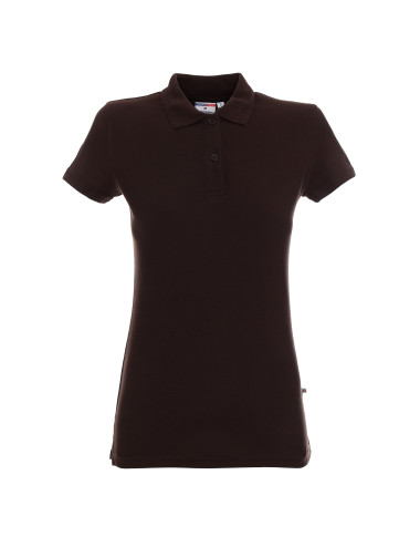 Promostars POLO Damska LADIES' COTTON CIEMNO BRĄZOWY haft nadruk logo