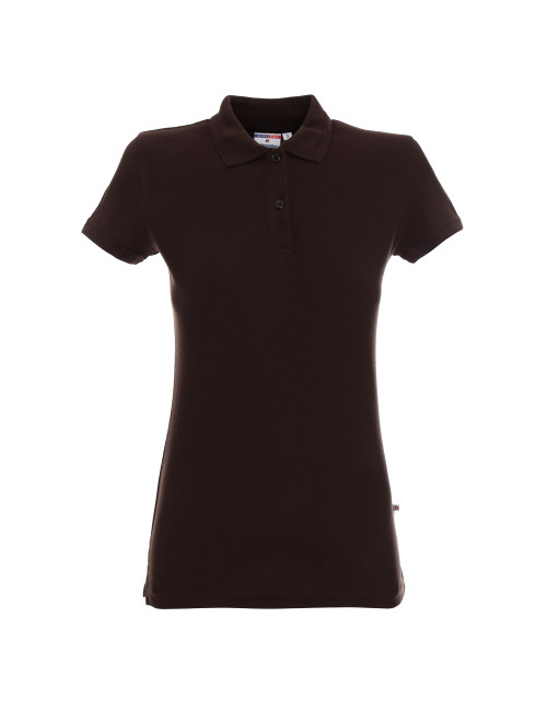 Promostars POLO DAMEN-BAUMWOLLE DUNKELBRAUN mit gesticktem Logodruck für Damen