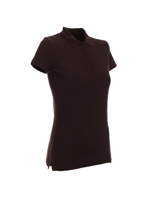 Promostars POLO Damska LADIES' COTTON CIEMNO BRĄZOWY haft nadruk logo