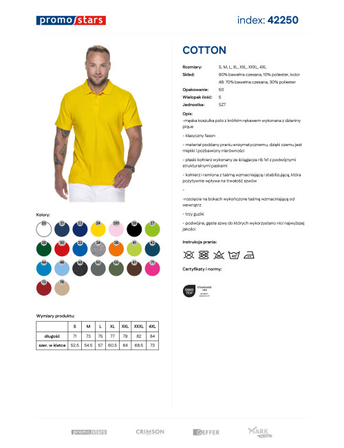 Promostars POLO Męska COTTON ŻÓŁTY nadruk haft sitodruk logo