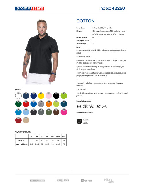 Promostars POLO Męska COTTON CZARNY nadruk haft sitodruk logo transfer