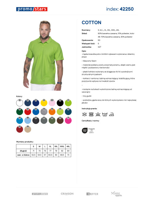 Promostars Men`s POLO COTTON LIGHT GREEN logo print silkscreen embroidery