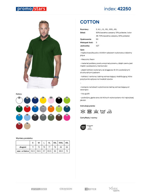 Promostars POLO Męska COTTON ZIELONY BUTELKOWY haft nadruk sitodruk