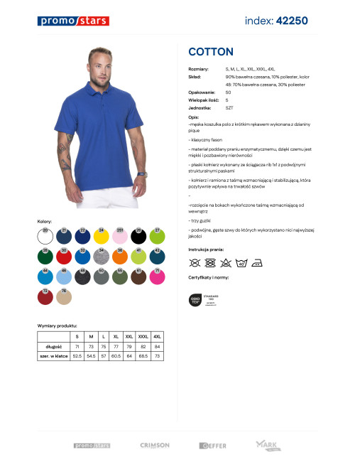 Promostars POLO Męska COTTON CHABROWY nadruk haft logo sitodruk