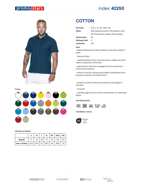 Promostars POLO Męska COTTON CIEMNY NIEBIESKI nadruk haft sitodruk