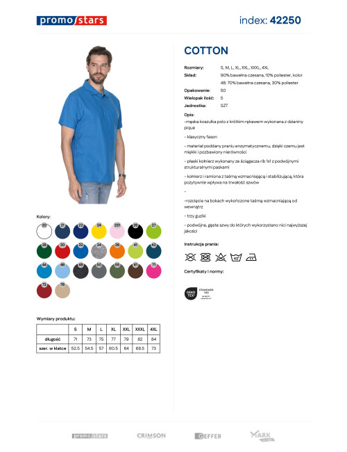 Promostars POLO Męska COTTON NIEBIESKI nadruk DTG logo sitodruk haft