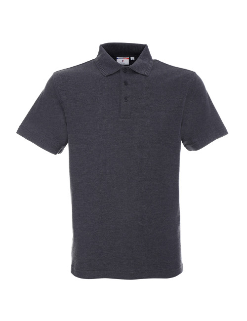 Promostars POLO Męska COTTON CIEMNY SZARY MELANŻ nadruk haft sitodruk