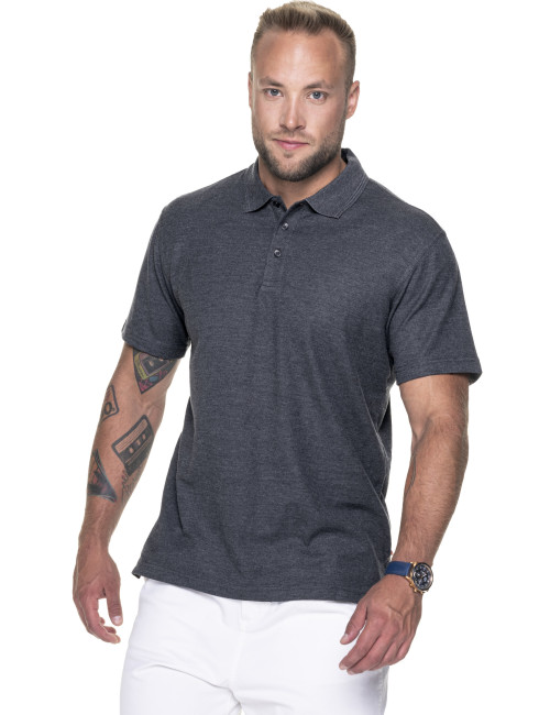 Promostars POLO Męska COTTON CIEMNY SZARY MELANŻ nadruk haft sitodruk