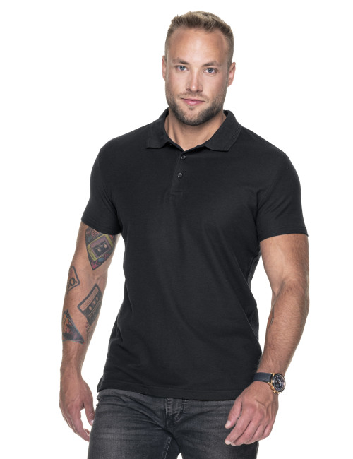 Promostars Men`s POLO COTTON SLIM BLACK Embroidery Screen Print Logo