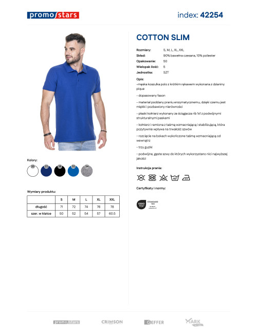 Promostars POLO Męska COTTON SLIM CHABROWY haft nadruk sitodruk logo