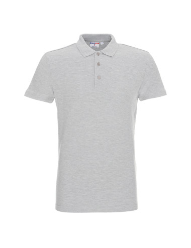 Promostars POLO Męska COTTON SLIM JASNY SZARY MELANŻ haft nadruk logo