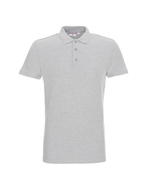 Promostars POLO Męska COTTON SLIM JASNY SZARY MELANŻ haft nadruk logo