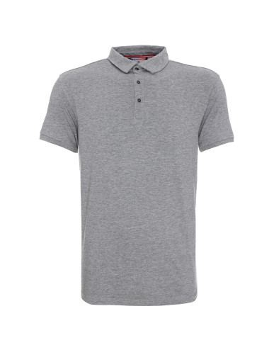 CRIMSON CUT POLO Męska COAST JASNY SZARY MELANŻ nadruk DTF haft logo