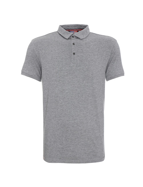CRIMSON CUT POLO Męska COAST JASNY SZARY MELANŻ nadruk DTF haft logo